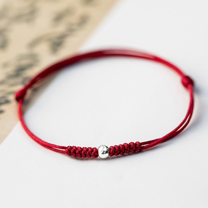 Mythstone 925 Sterling Silver Luck Bead Protection Red String Braided Bracelet