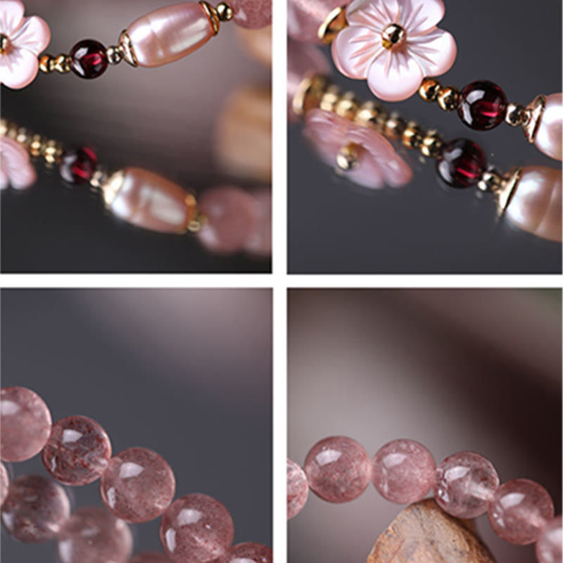 MythStone Strawberry Quartz Peach Blossom Love Bracelet