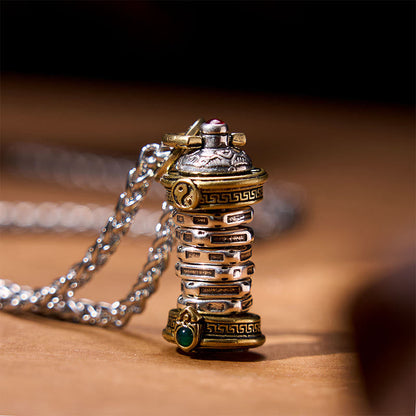 Mythstone Yin Yang Tower Copper Balance Rotatable Necklace Pendant