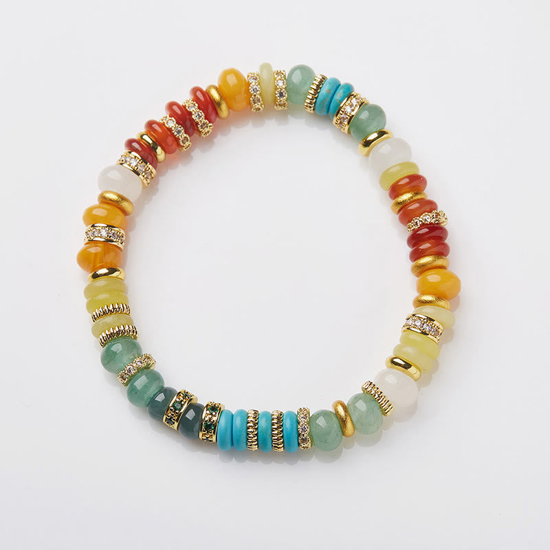 Mythstone Natural Red Agate Jade Rainbow Confidence Bracelet