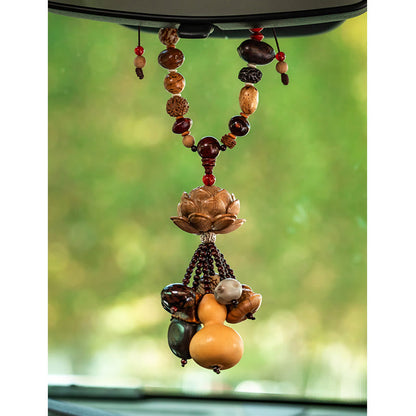 Mythstone Boxwood Peach Wood Bodhi Seed Lotus Buddha Avalokitesvara Gourd Peace Car Hanging Decoration