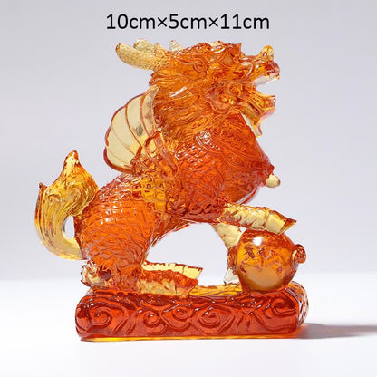 Mythstone Feng Shui Kirin Handmade Liuli Crystal Art Piece Fortune Home Office Decoration