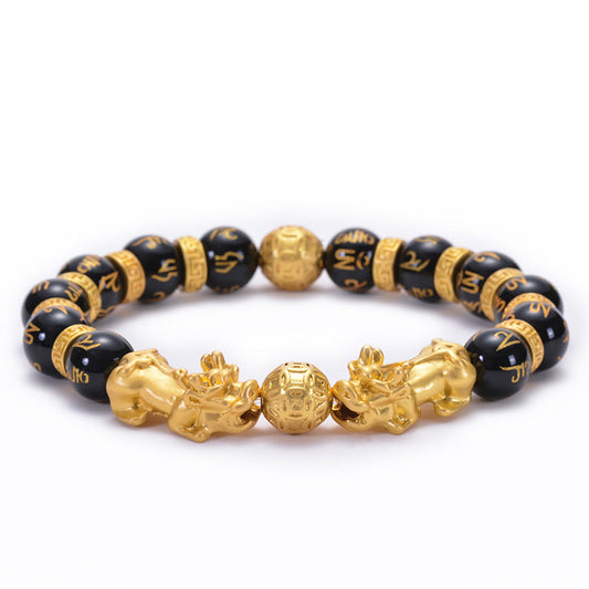 Mythstone Double Pixiu Obsidian Wealth Bracelet