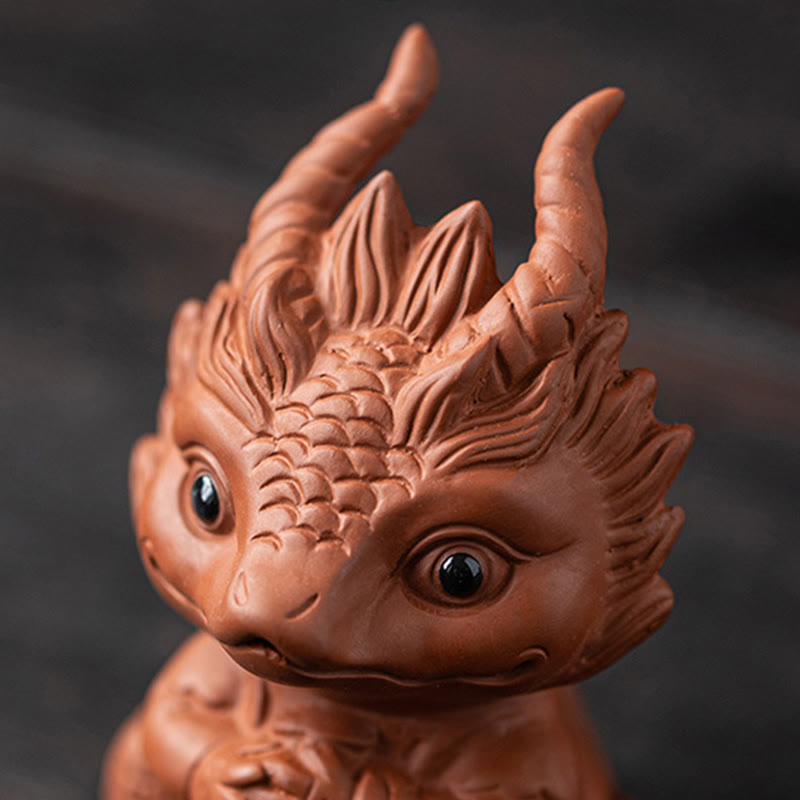 Mythstone Luck Dragon Wealth Tea Pet Purple Clay Figurine Decoration