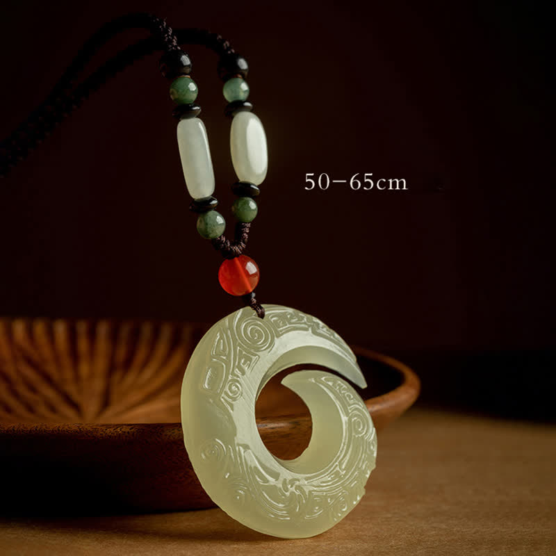 Mythstone Peace Buckle Jade Small Leaf Red Sandalwood Cinnabar Agate Luck Necklace Pendant