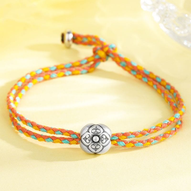 Mythstone 999 Sterling Silver Persimmon Luck Multicolored Braided Bracelet