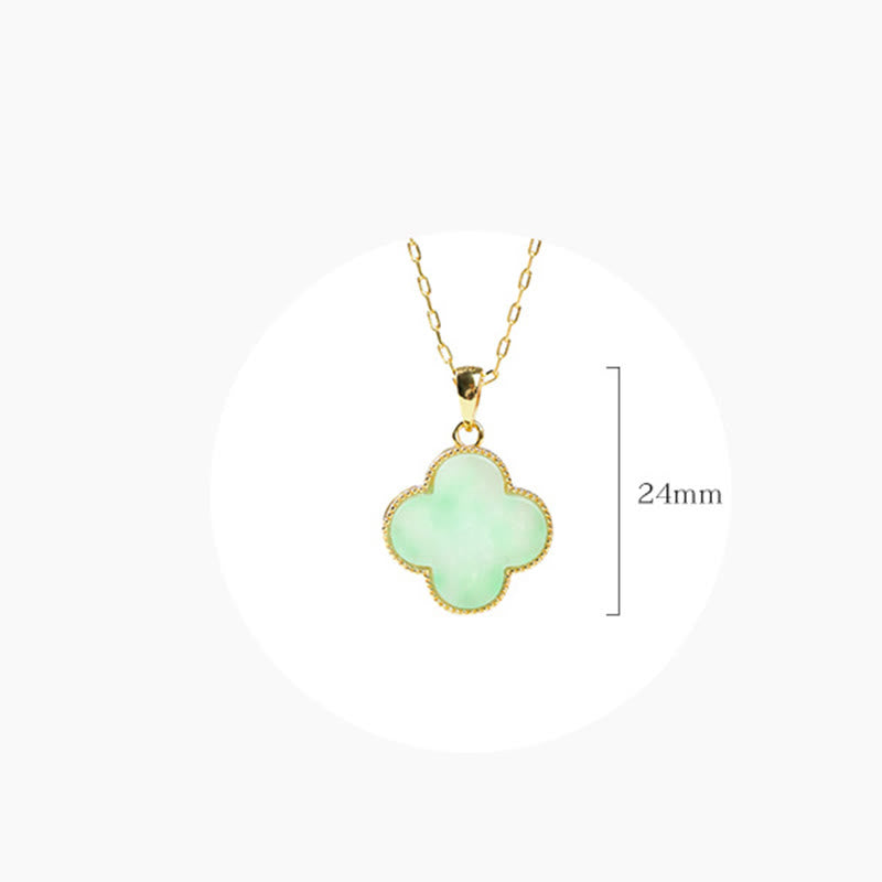 Mythstone Four Leaf Clover Jade Pattern Luck Necklace Pendant