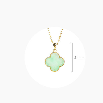 Mythstone Four Leaf Clover Jade Pattern Luck Necklace Pendant