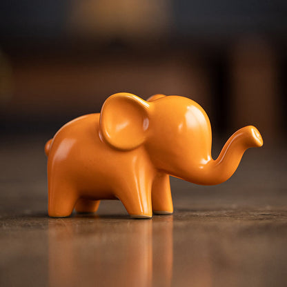 Mythstone Small Ceramic Elephant Home Tea Pet Figurine Desk Decoration