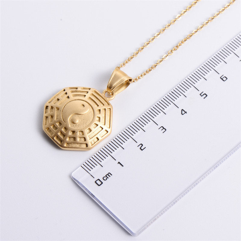 Mythstone Bagua Yin Yang Titanium Steel Balance Necklace Chain Pendant