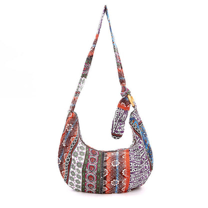 Mythstone Cotton Stripes Print Crossbody Bag Shoulder Bag