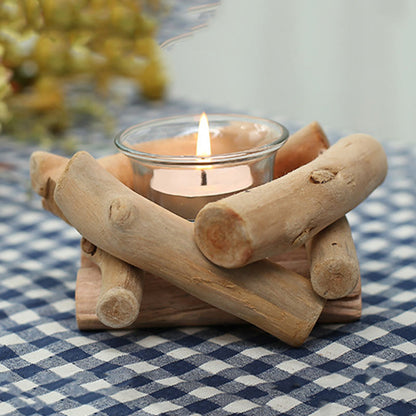 Mythstone Wood Candlestick Home Candle Holder Decoration