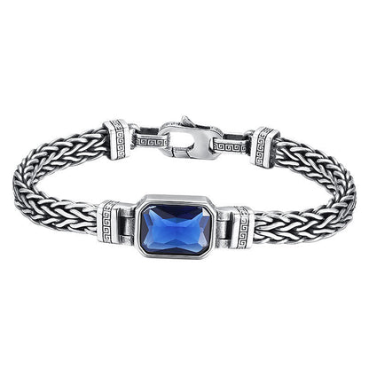 MythStone Retro Blue Acrylic Dragon Keel Braided Design Healing Wealth Buckle Bracelet