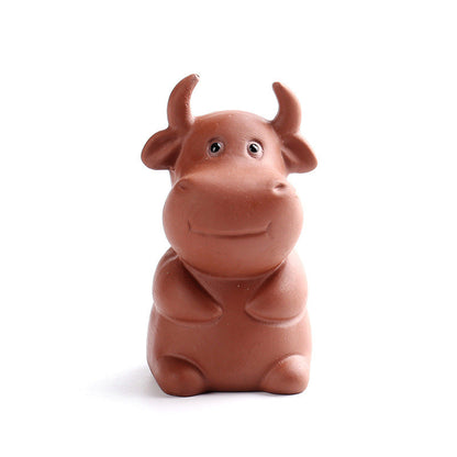 Mythstone Chinese Zodiac Purple Clay Wealth Ceramic Tea Pet Home Figurine Decoration