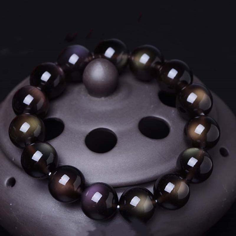 Pulsera positiva de obsidiana arcoíris natural Mythstone