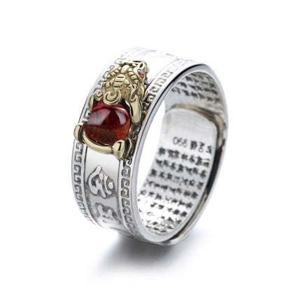 Mythstone Red Agate PiXiu Wealth Ring