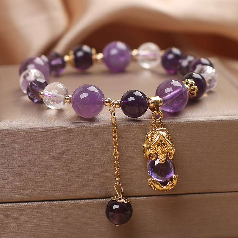 Mythstones  Natural Amethyst PiXiu Healing Bracelet