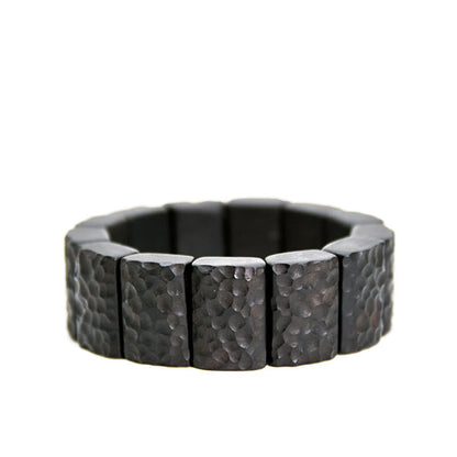 Mythstone Vintage Ebony Wood Texture Peace Couple Bracelet