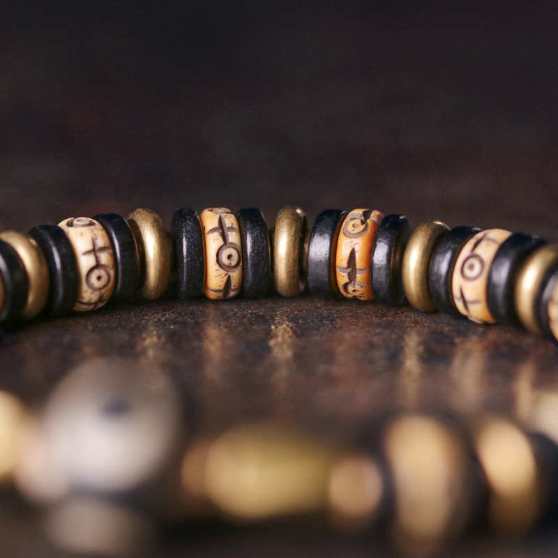 Mythstone Tibetan Yak Bone Ebony Wood Strength Bracelet