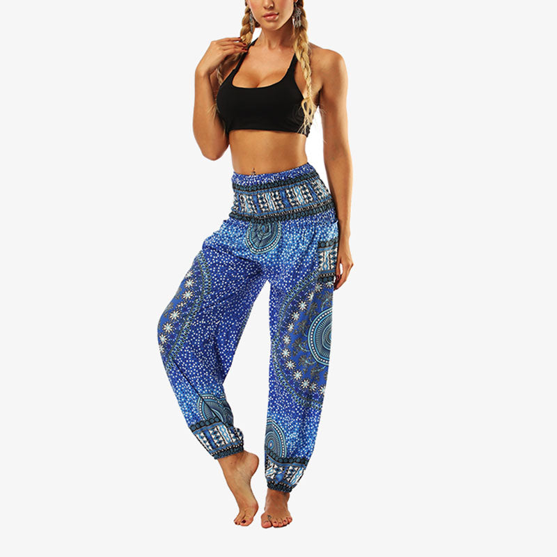 Mythstone Hippie Pants Baggy Boho High Waist Lounge Trousers with Pockets Women's Yoga Pants