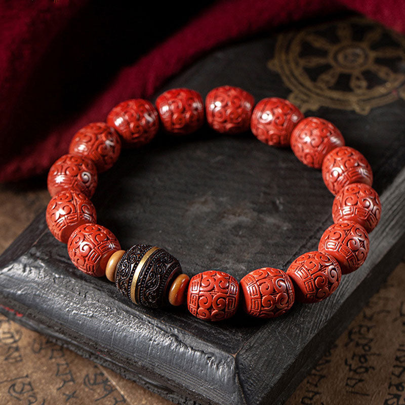 Mythstone Natural Cinnabar Ebony Calm Blessing Bracelet