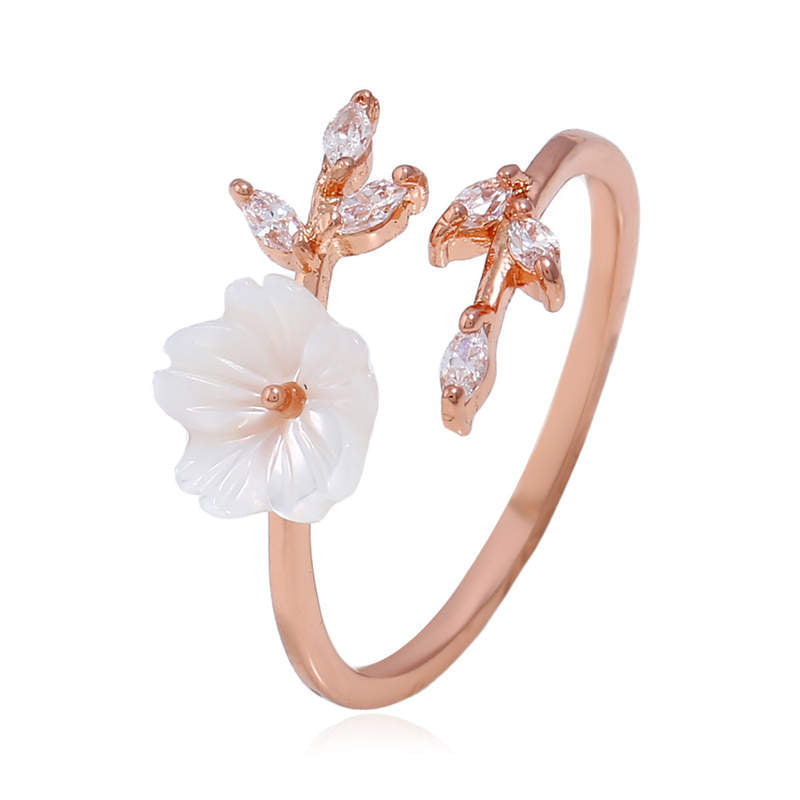 Mythstone Plum Blossom Leaf Pattern Copper Luck Ring