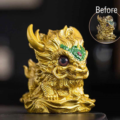 Mythstone Color Changing Small Kirin Resin Tea Pet Home Figurine Decoration