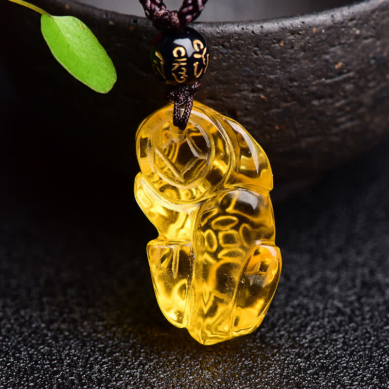 Mythstone FengShui Citrine PiXiu Wealth Necklace Pendant