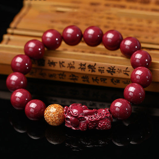 Mythstone Tibetan Cinnabar Pixiu Calm Bracelet