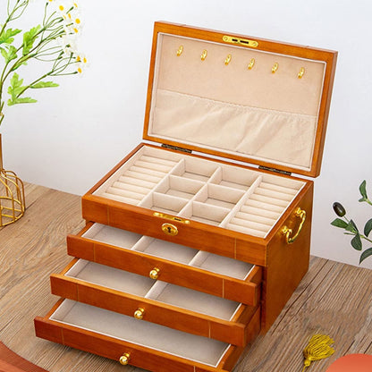 Mythstone Retro Solid Wood Jewelry Box Four-Layer Wooden Jewelry Storage Box