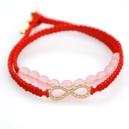 Pulsera de hilo rojo relajante con cristales de loto rosa tibetanos hechos a mano de Mythstone