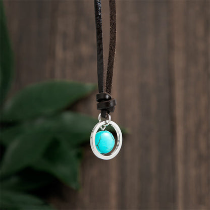 Collar con colgante de piedra turquesa redonda Mythstone con fuerza protectora