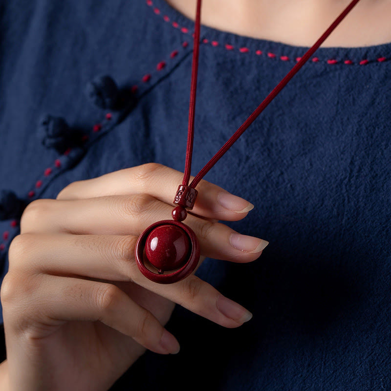 Mythstone Cinnabar Om Mani Padme Hum PiXiu Blessing Lucky Bead Necklace Pendant