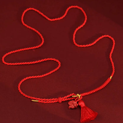 Mythstone Natural Cinnabar Dragon Blessing Red String Belly Chain