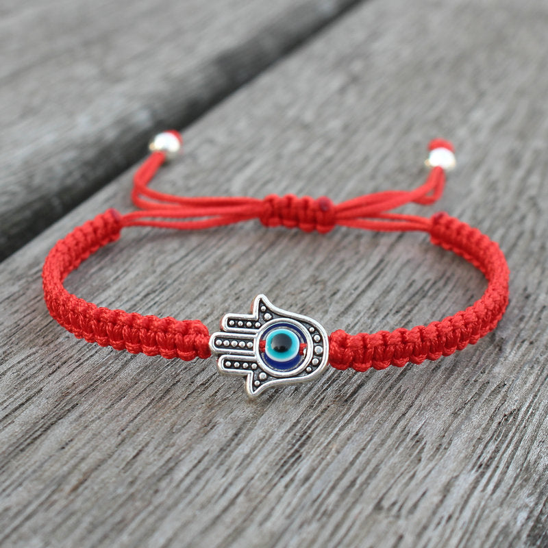 Pulsera de hilo con símbolo de la suerte Hamsa hecha a mano de Mythstone