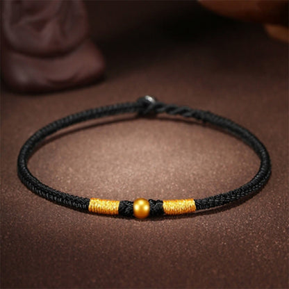 Pulsera trenzada de protección hecha a mano con nudo de la suerte de King Kong y cuentas de oro 999 de Mythstone 