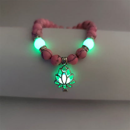 MythStone Tibetan Turquoise Glowstone Luminous Bead Lotus Protection Bracelet