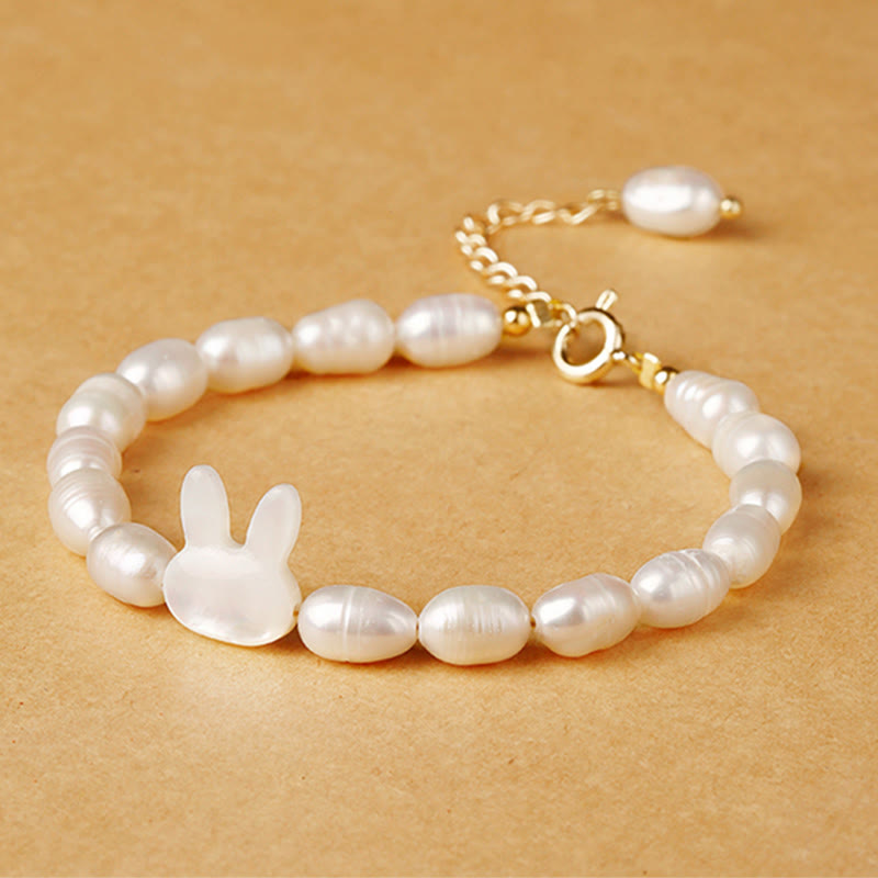 Mythstone Natural Pearl Cute Rabbit Sincerity Bracelet