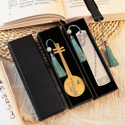 Mythstone Classical Musical Instruments Pipa Guzheng Guqin Ruan Metal Bookmarks Tassel With Gift Box