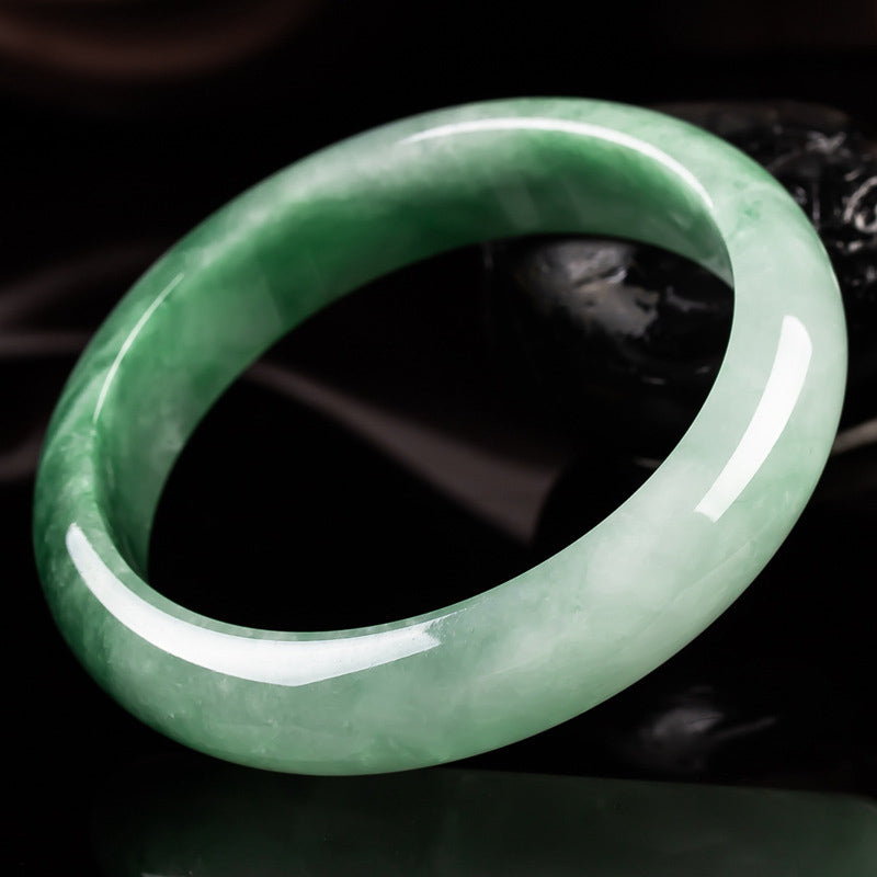 MythStone Natural Jade Fortune Blessing Bangle Bracelet