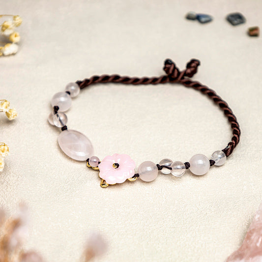 Mythstone The Flower of Love Pink Crystal Soothing Anklet