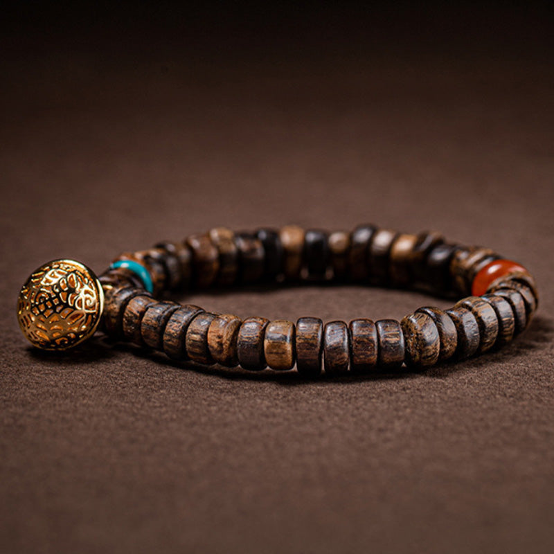 Mythstone Agarwood Red Agate Turquoise Balance Strength Bracelet