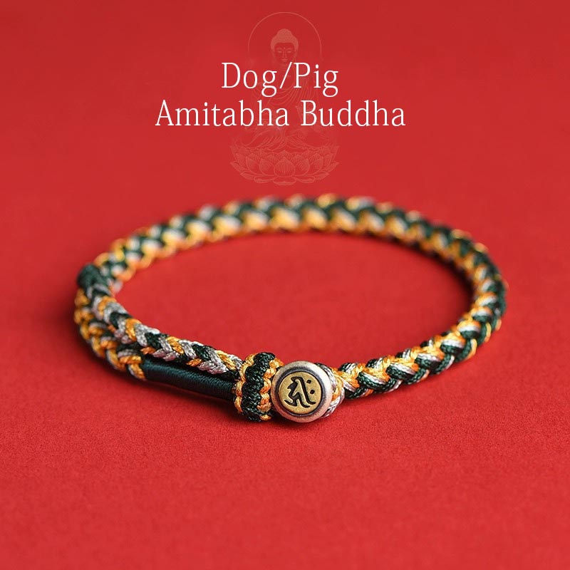 Pulsera de cuerda de protección de Buda natal del zodiaco chino del año del dragón hecha a mano en plata de ley 925 de Mythstone