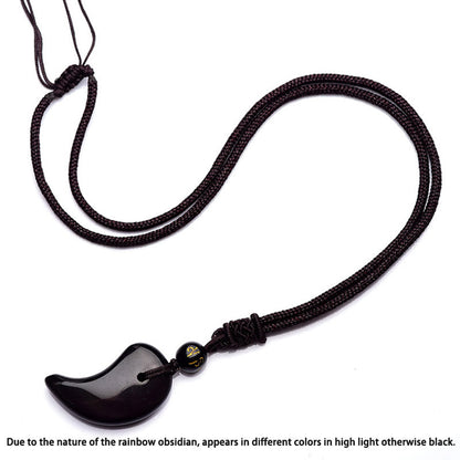 Mythstone Rainbow Obsidian Yin Yang Strength Pendant Necklace