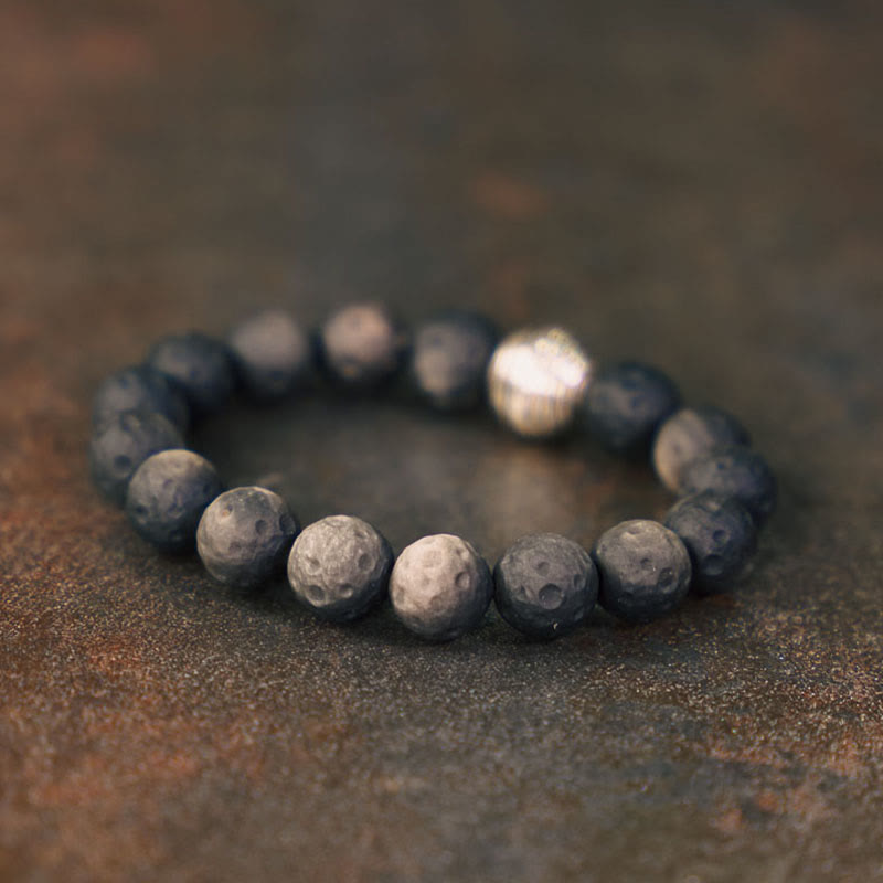 Mythstone Natural Silver Sheen Obsidian Lunar Meteorite Protection Bracelet