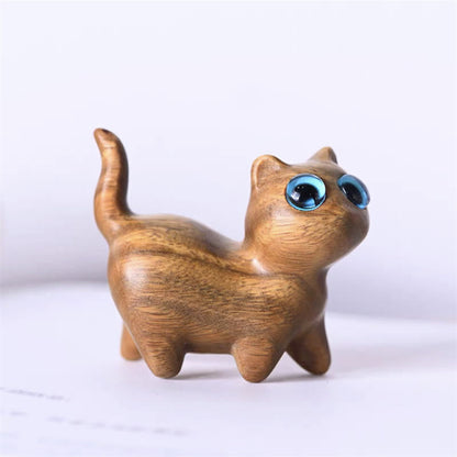 Mythstone Green Sandalwood Small Leaf Red Sandalwood Cute Cat Animals Soothing Peace Decorations