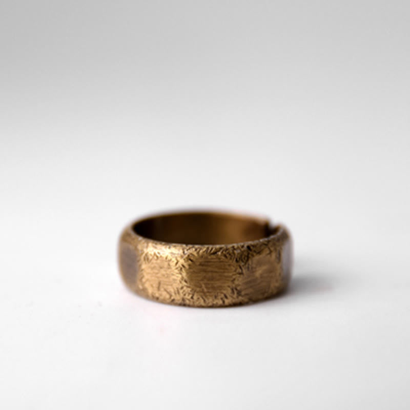 Mythstone Tibetan Simple Design Copper Brass Frosted Wealth Ring