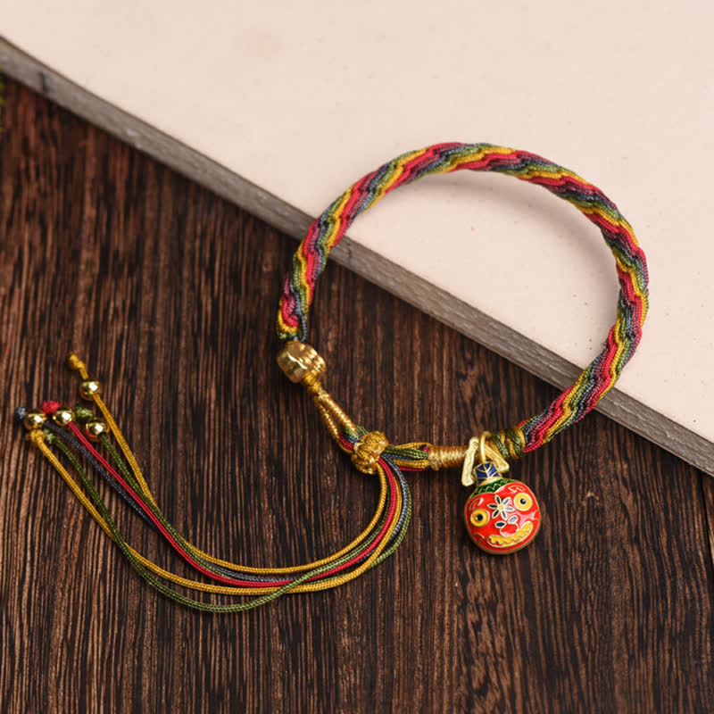 Pulsera de hilo colorido con nudo de reencarnación y suerte familiar con bestia tragadora de oro de Mythstone