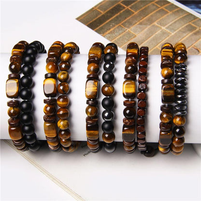 Mythstone Tiger Eye Frosted Stone Hematite Courage Bracelet