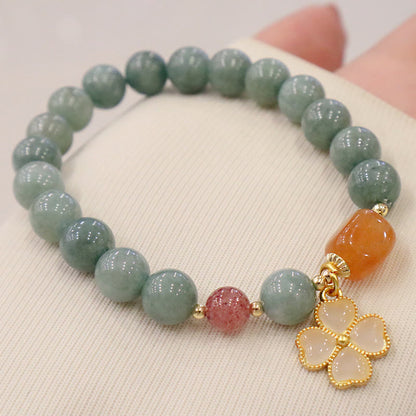 MythStone Jade Four Leaf Clover Charm Prosperity Bracelet